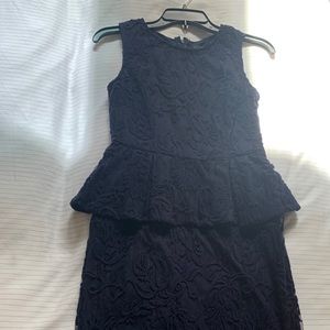 Navy Lace Peplum Dress
